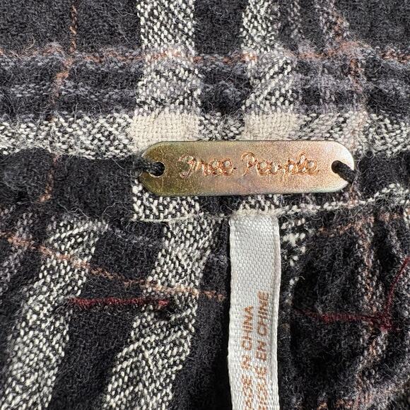 Free People Womens Size 8 Linen Look Cotton Mid Rise Straight Trouser Pant Plaid - Picture 11 of 16